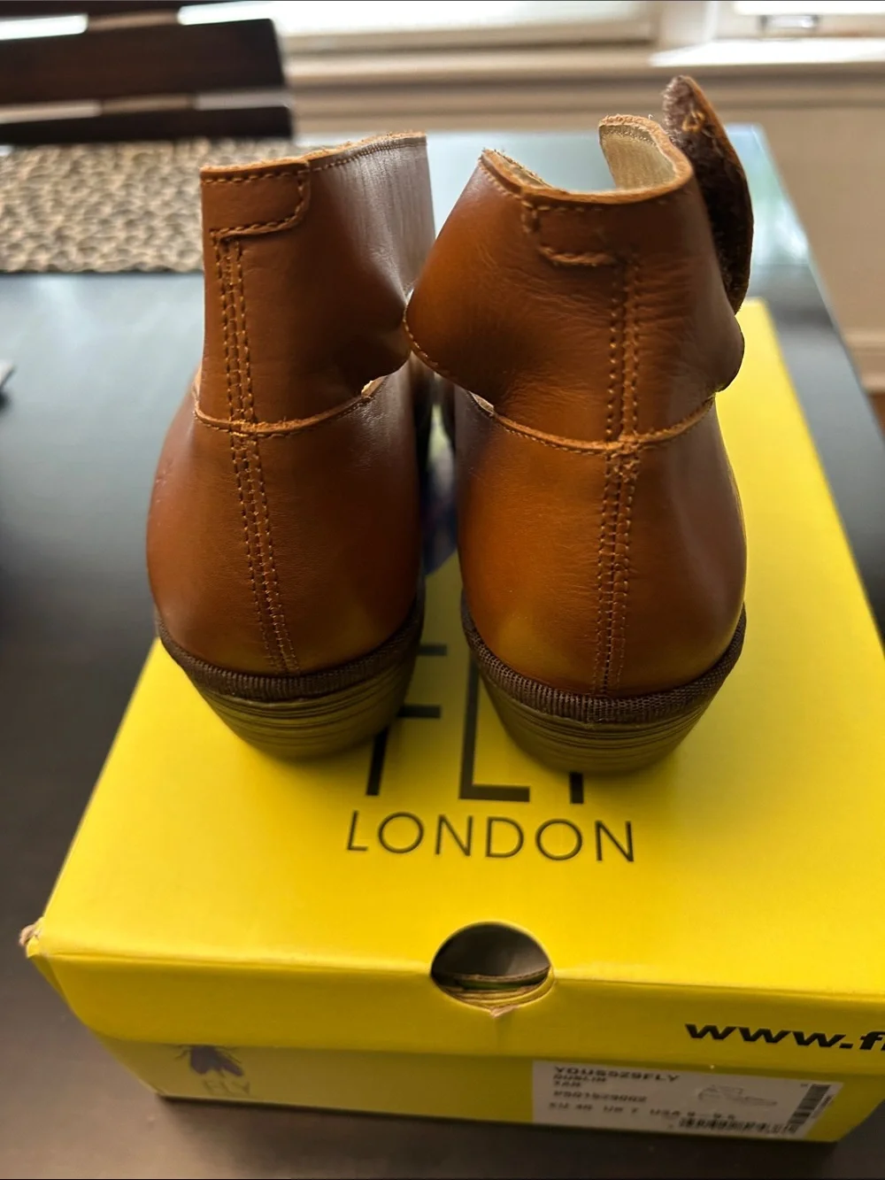 Fly London Two-Tone Brown Leather Slip-On Flats - Picture 4 of 6